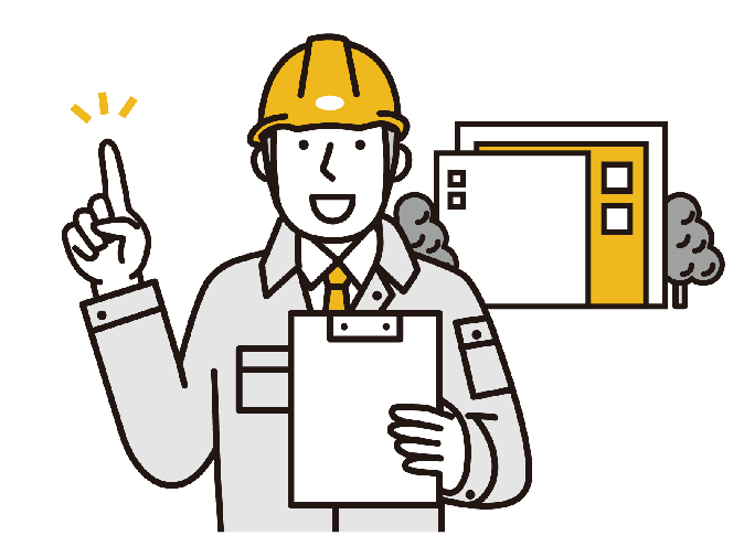 サイネージ設置・設定をしているイラスト