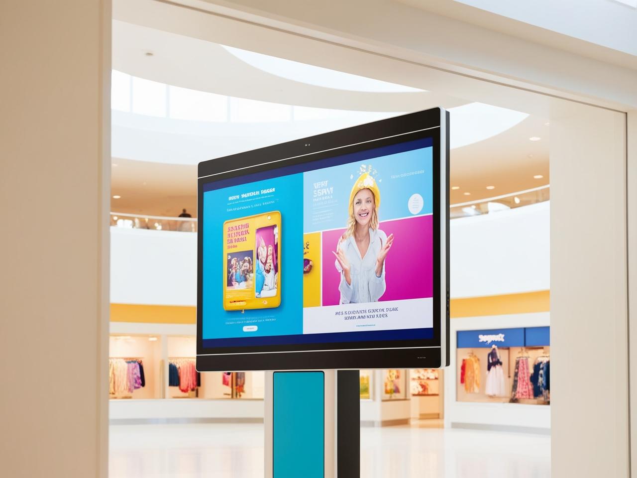サイネージモニターがショッピングセンターにある写真